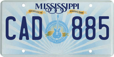 MS license plate CAD885