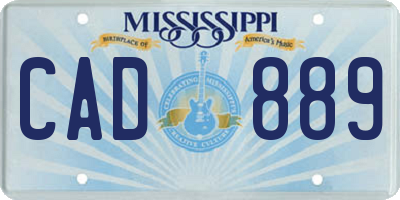 MS license plate CAD889