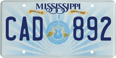 MS license plate CAD892