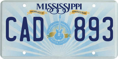 MS license plate CAD893