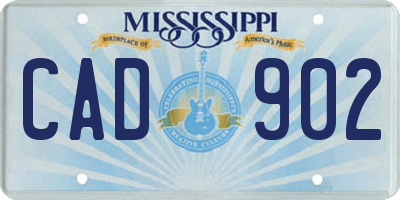 MS license plate CAD902