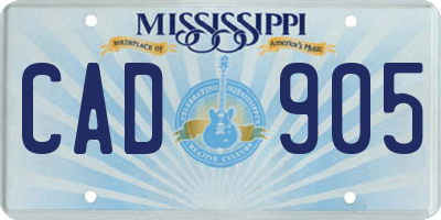 MS license plate CAD905