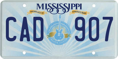MS license plate CAD907