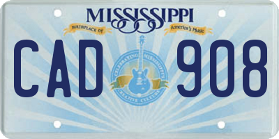 MS license plate CAD908