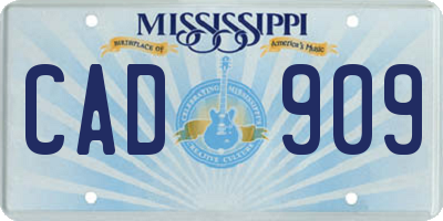 MS license plate CAD909