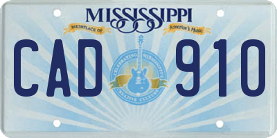 MS license plate CAD910