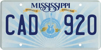 MS license plate CAD920
