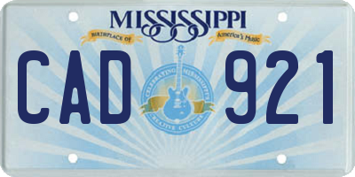 MS license plate CAD921
