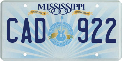 MS license plate CAD922