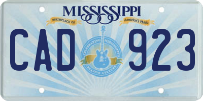 MS license plate CAD923