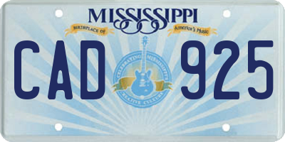 MS license plate CAD925