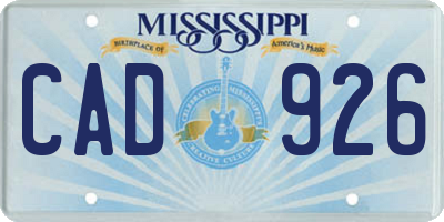 MS license plate CAD926