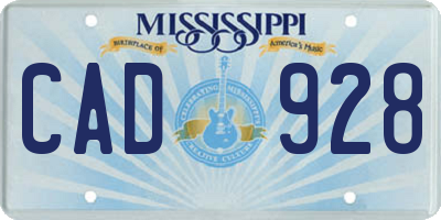 MS license plate CAD928