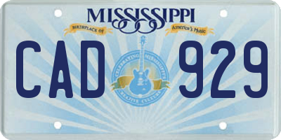 MS license plate CAD929