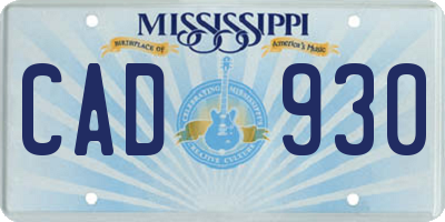 MS license plate CAD930