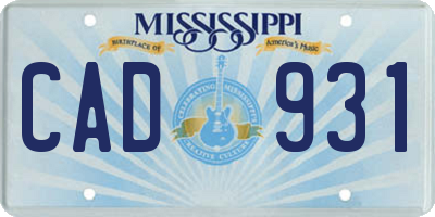 MS license plate CAD931