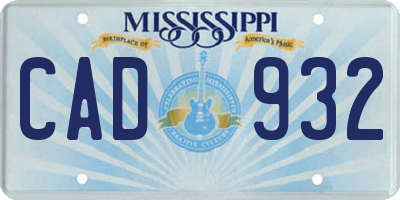 MS license plate CAD932