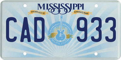 MS license plate CAD933