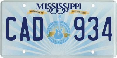 MS license plate CAD934