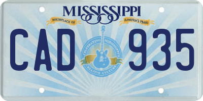 MS license plate CAD935