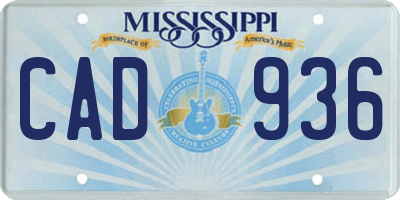 MS license plate CAD936