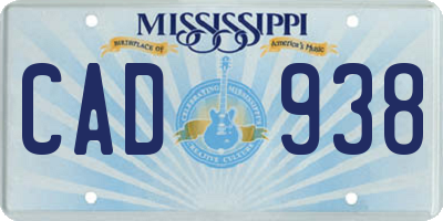 MS license plate CAD938