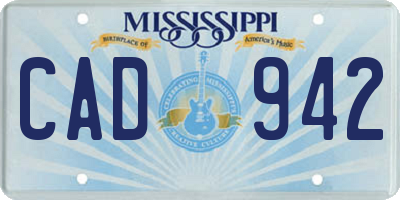 MS license plate CAD942
