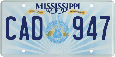 MS license plate CAD947