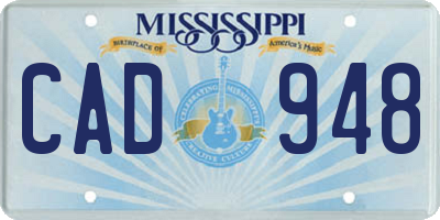 MS license plate CAD948