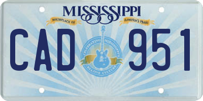 MS license plate CAD951
