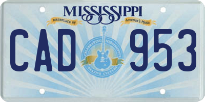 MS license plate CAD953