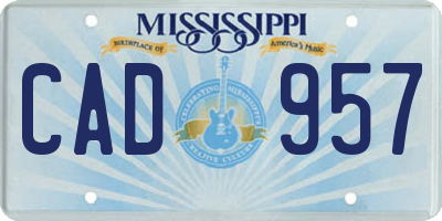 MS license plate CAD957