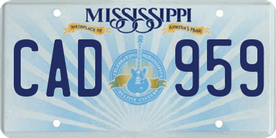 MS license plate CAD959