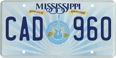 MS license plate CAD960