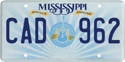MS license plate CAD962