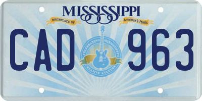 MS license plate CAD963
