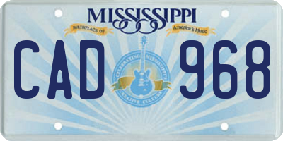 MS license plate CAD968