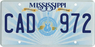 MS license plate CAD972