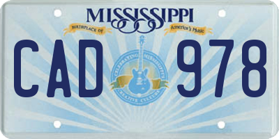 MS license plate CAD978
