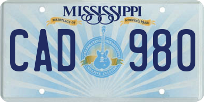 MS license plate CAD980