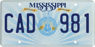 MS license plate CAD981