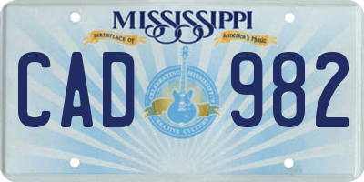 MS license plate CAD982