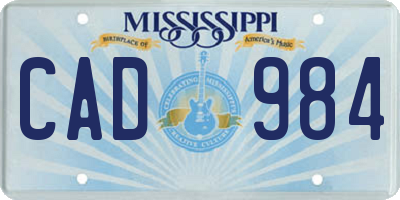 MS license plate CAD984
