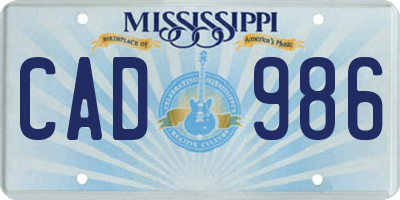 MS license plate CAD986