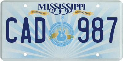 MS license plate CAD987
