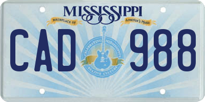 MS license plate CAD988