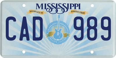 MS license plate CAD989