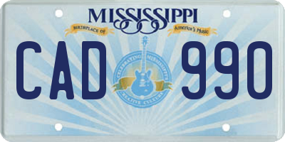 MS license plate CAD990