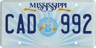 MS license plate CAD992