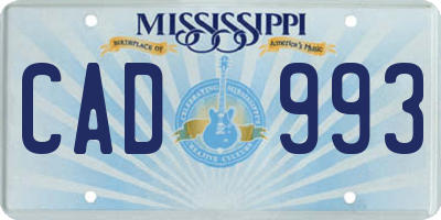 MS license plate CAD993
